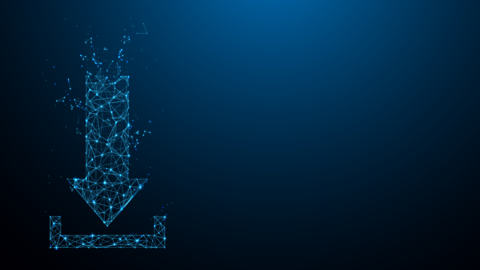 Stilisierter Pfeil der nach unten in eine Schale zeigt