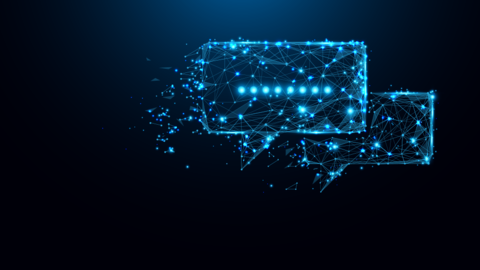 Stilisierte Sprechblasen mit Punkten darin