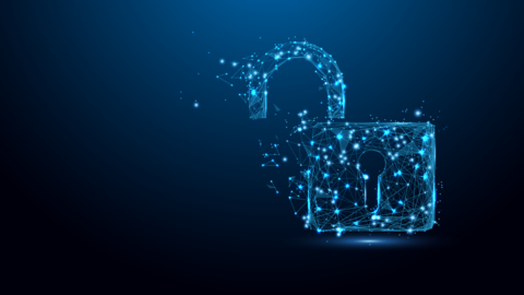Unterstützung bei Cyberangriffen Stilisierte Darstellung eines geöffneten Schlosses